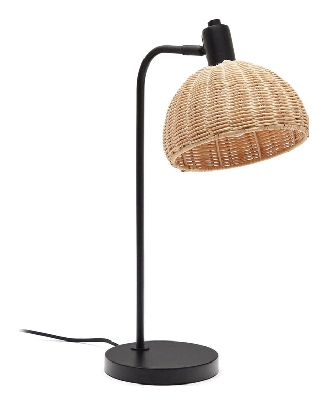 Damila Bordlampe, Rattan og sort metal - UNOLIVING.COM