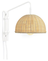 Damila Væglampe, Hvid metal/Rattan - UNOLIVING.COM