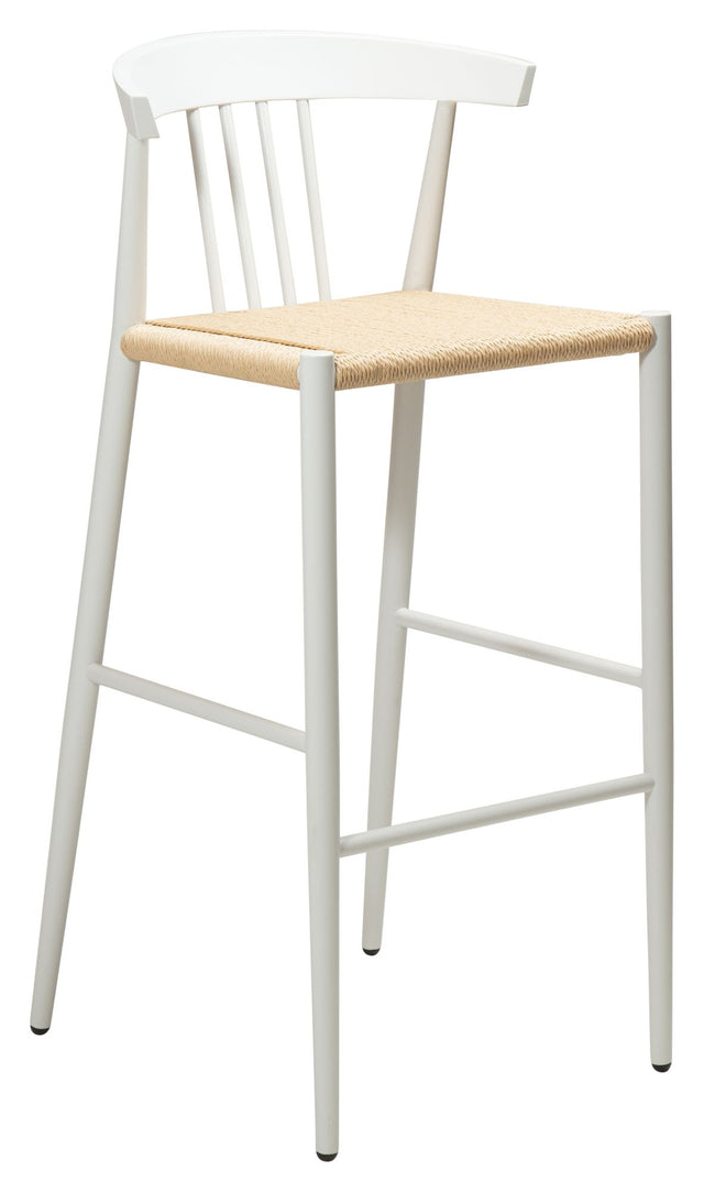 Sava Barstol, beige papirreb/Hvidt stel - Unoliving.com