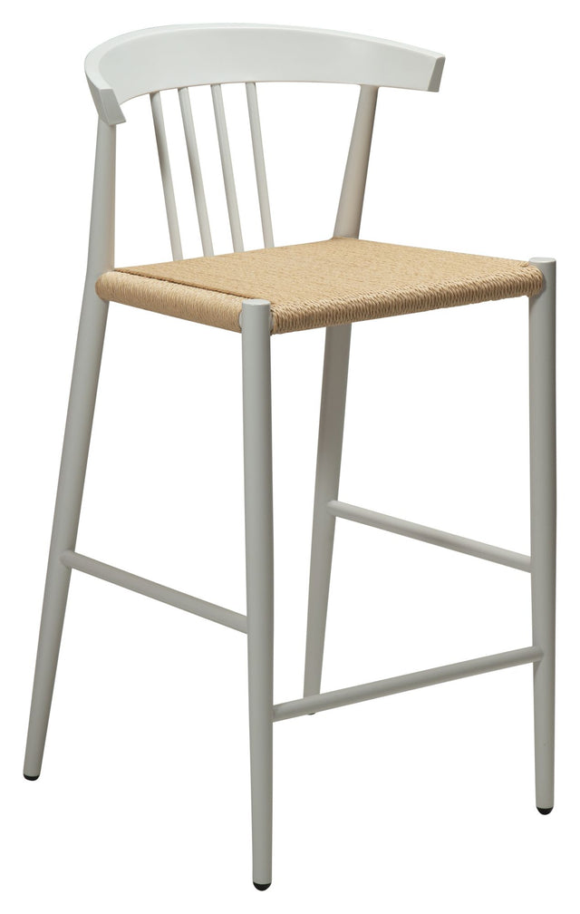 Sava barstol SH: 66.50cm, beige papirreb/Hvidt stel - Unoliving.com