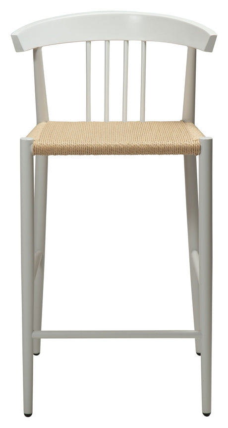 Sava barstol SH: 66.50cm, beige papirreb/Hvidt stel - Unoliving.com