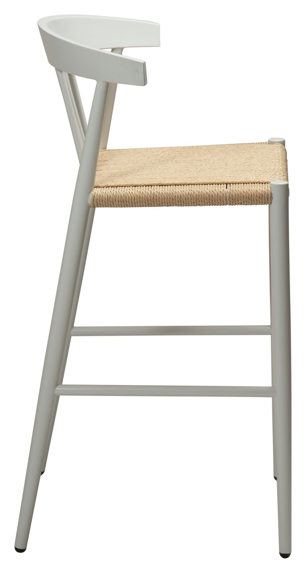 Sava barstol SH: 66.50cm, beige papirreb/Hvidt stel - Unoliving.com