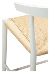 Sava barstol SH: 66.50cm, beige papirreb/Hvidt stel - Unoliving.com