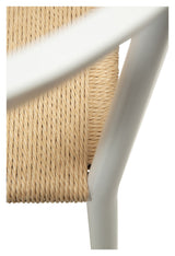 Sava Spisebordsstol, beige papirreb/hvidt stel - Unoliving.com