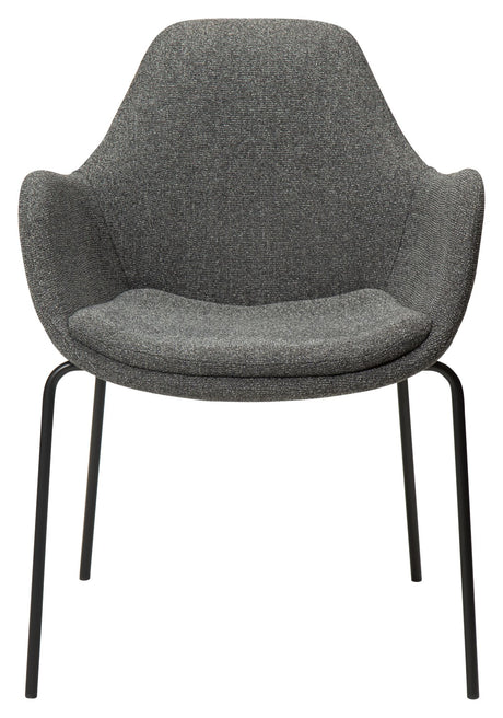 Zimmer Spisebordsstol m. arm, pebble grå bouclé stof - Unoliving.com