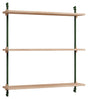 Wall Shelving, 1 fag, 3 hylder, H:85, Eg/Grøn - Unoliving.com