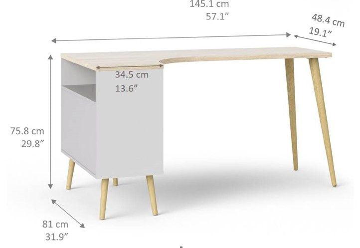 Delta Skrivebord m/vinkel - Folie