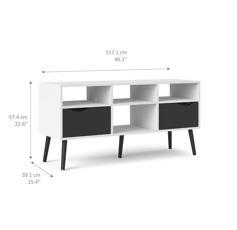 Delta Tvbord m/4 åbne rum - Sort - UNOLIVING.COM