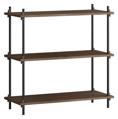 Shelving System, 1 fag, 3 hylder, H:85, Røget Eg/Sort - Unoliving.com