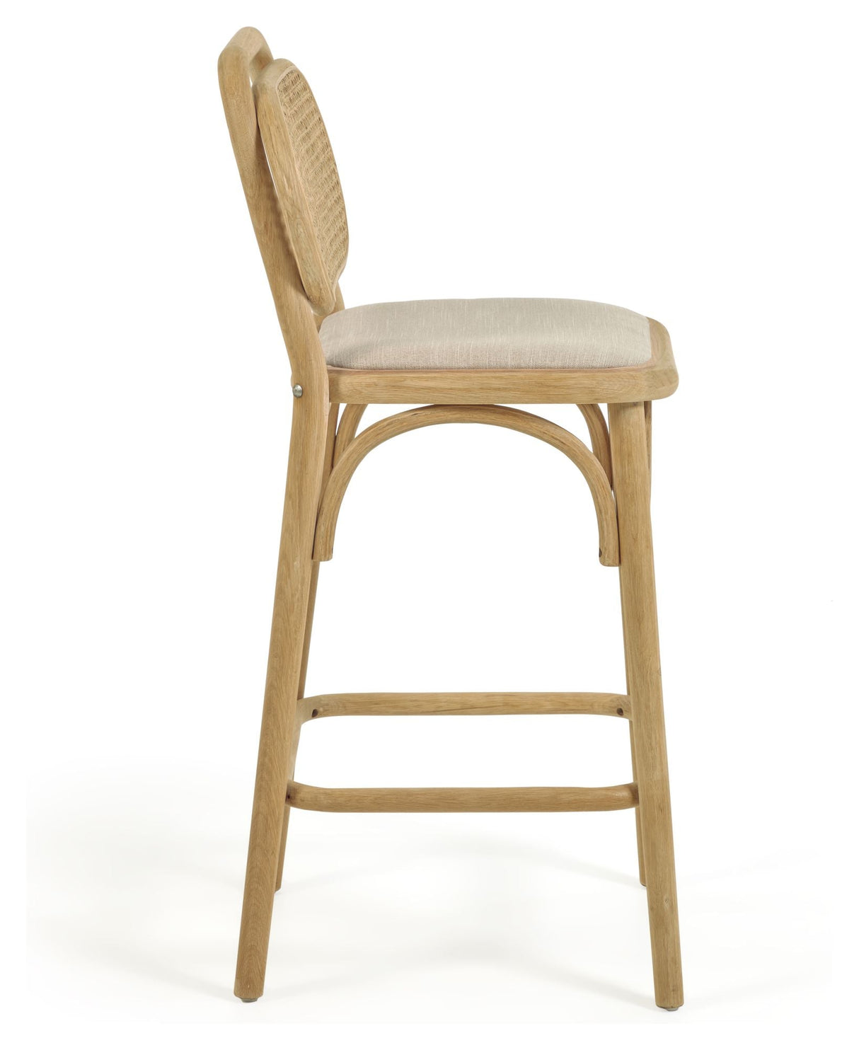 Doriane barstol SH: 65cm, Massiv eg/Beige - UNOLIVING.COM