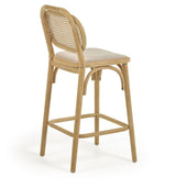 Doriane barstol SH: 65cm, Massiv eg/Beige - UNOLIVING.COM