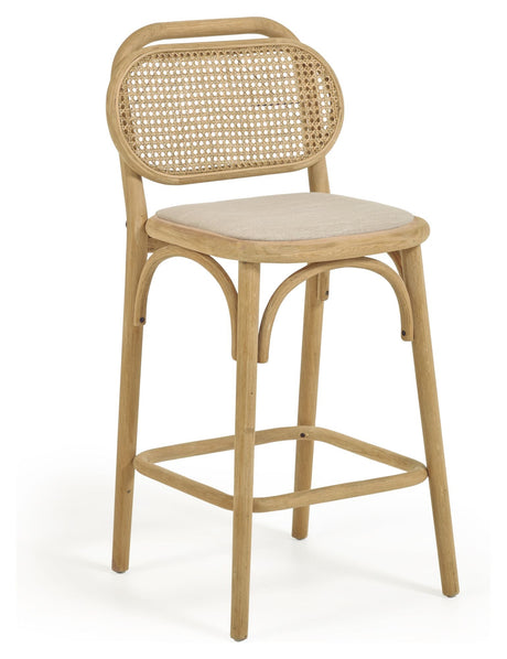 Doriane barstol SH: 65cm, Massiv eg/Beige - UNOLIVING.COM