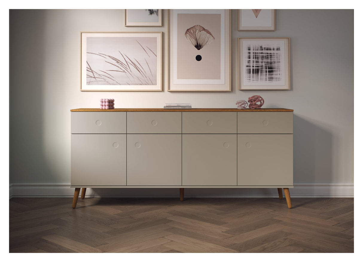 Dot Skænk 86x192x43 - Taupe/Eg - UNOLIVING.COM