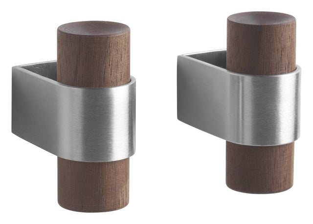 Dowel Knager 2 stk, Rustfrit stål/Valnød - UNOLIVING.COM