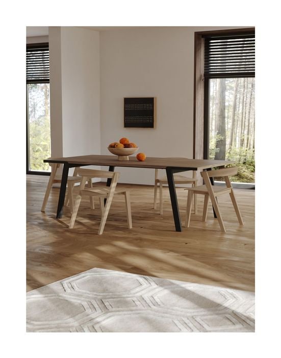 Drift Spisebord 200, Valnøddefinér/Sort Legs, 200x100x75 - UNOLIVING.COM