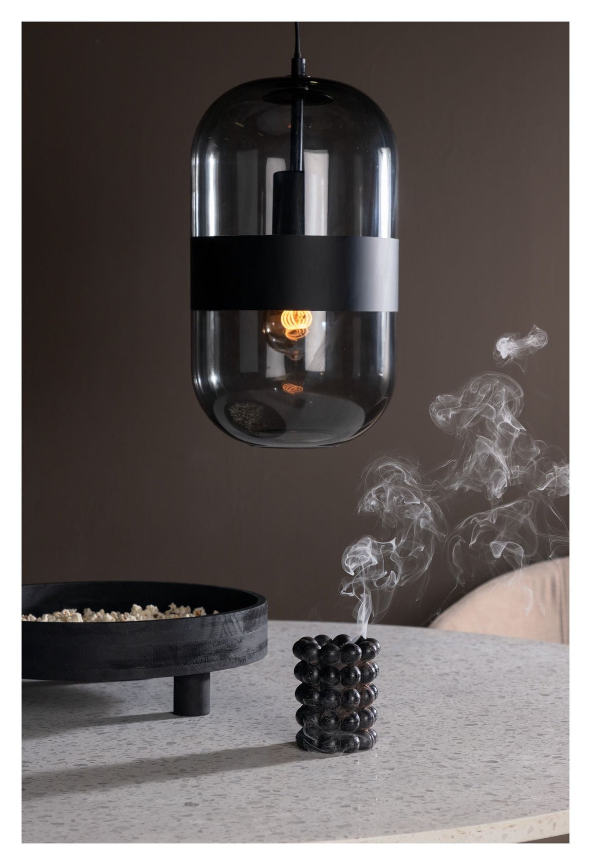 Dropp Pendel, Sort/Smokey Sort glas - UNOLIVING.COM