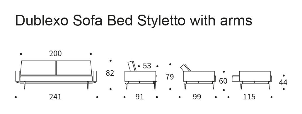 Dublexo Styletto Sovesofa m. armlæn, Soft/Indigo - UNOLIVING.COM