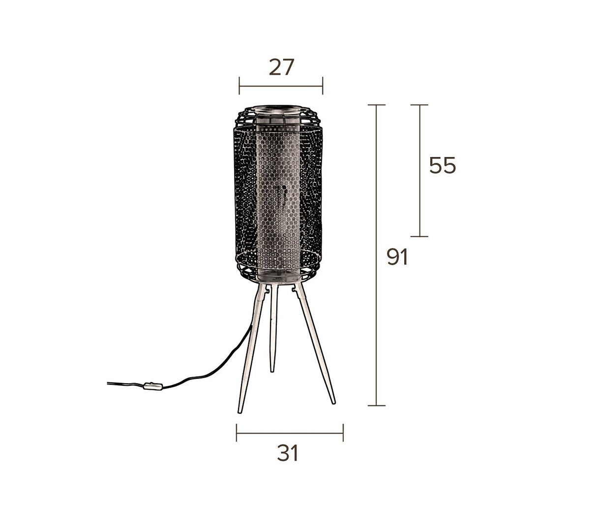 Dutchbone Archer Gulvlampe Sort Jern, L - Unoliving.com