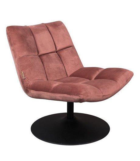 Dutchbone Bar Loungestol, m. velour Pink - UNOLIVING.COM