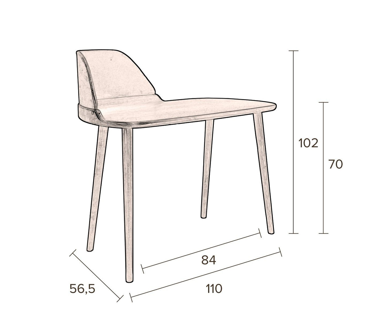 Dutchbone Finn Skrivebord m. velour panel - Unoliving.com