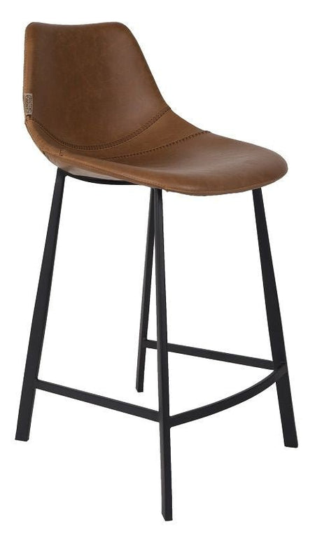 Dutchbone Franky barstol Brun PU læder, SH: 65cm - UNOLIVING.COM