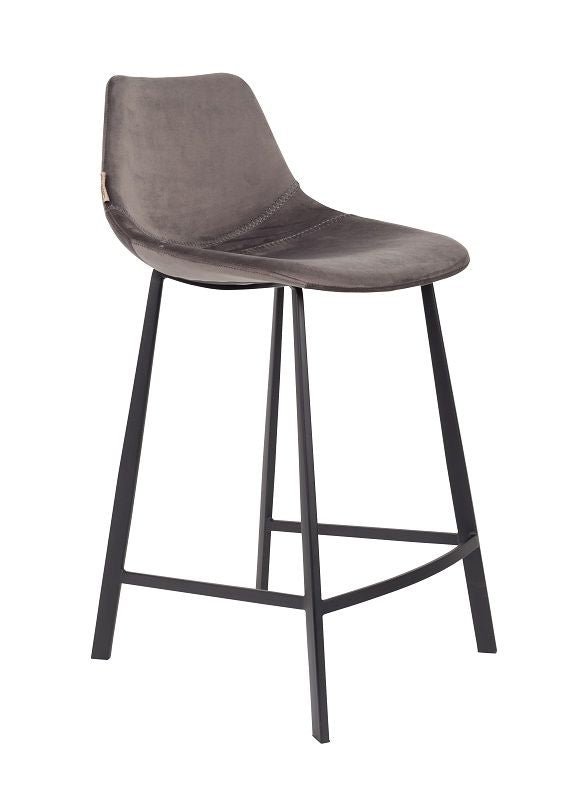 Dutchbone Franky barstol, Grå velour, SH: 65cm - UNOLIVING.COM