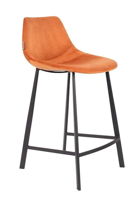 Dutchbone Franky barstol, Orange velour, SH: 65cm - UNOLIVING.COM