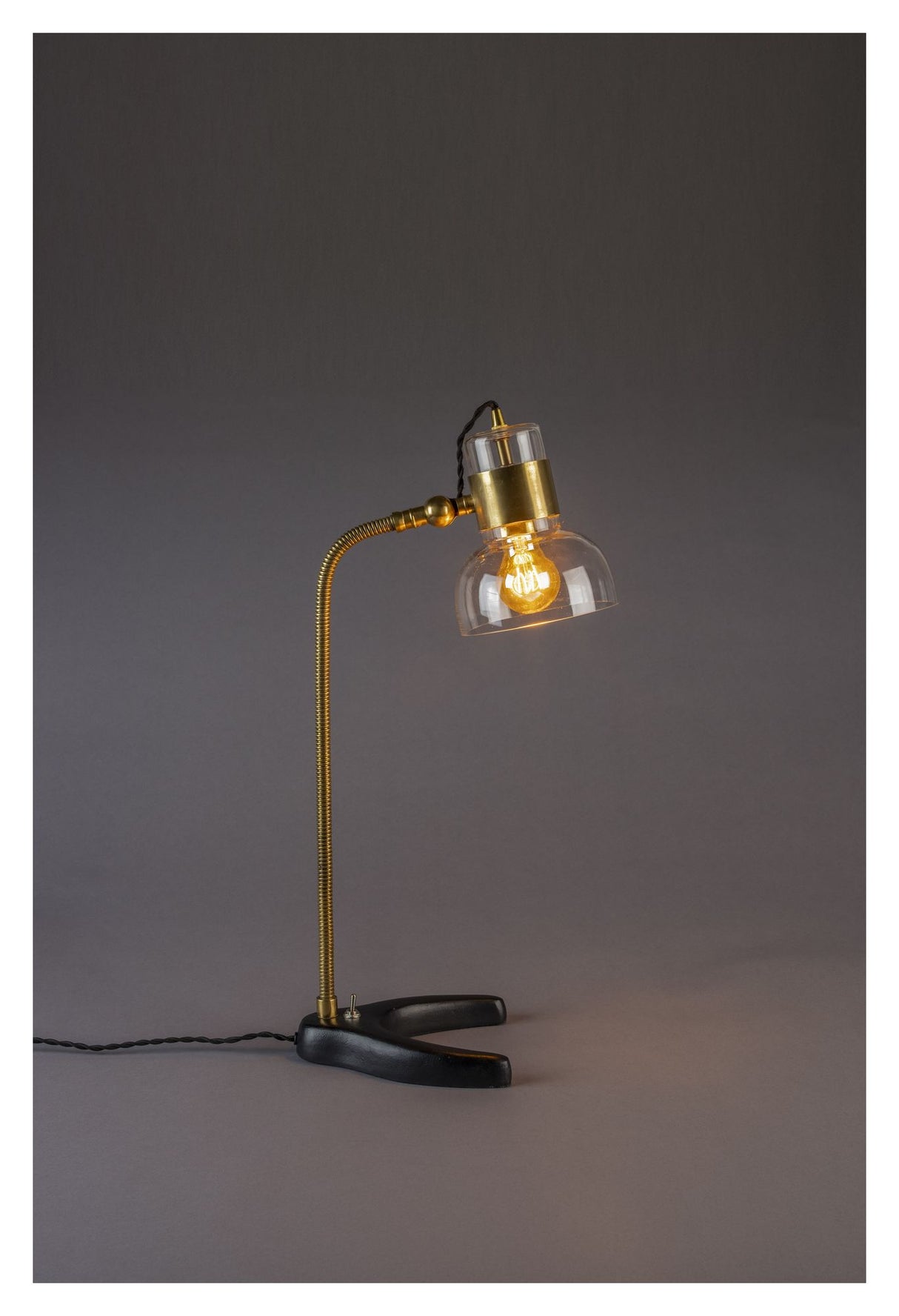 Dutchbone Neville Bordlampe, Klar glas/Sort metal - Unoliving.com