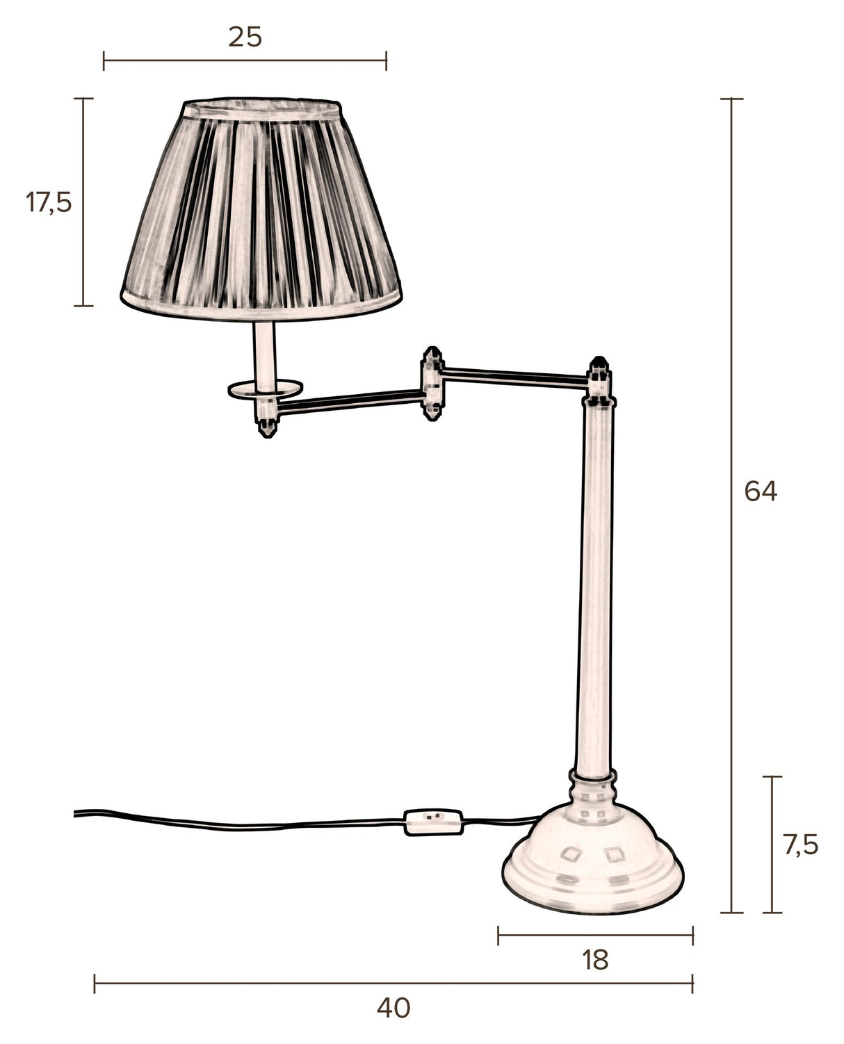 Dutchbone The Allis Bordlampe, Stof/Alu - Unoliving.com