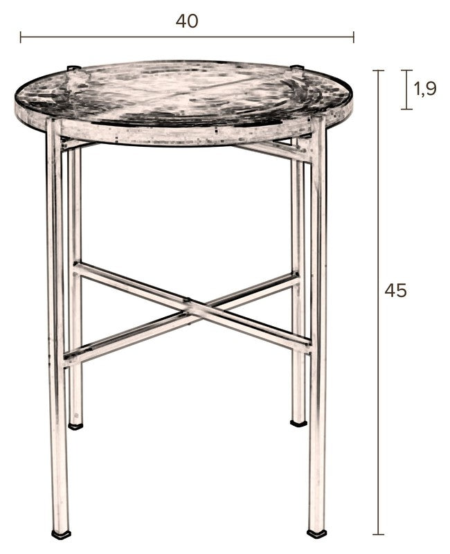 Dutchbone Vidrio Sidebord, Messing/Glas, Ø40 - Unoliving.com