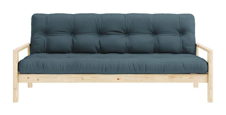 Knob Sovesofa, Lakeret fyrretræ, Petrol Blue - Unoliving.com