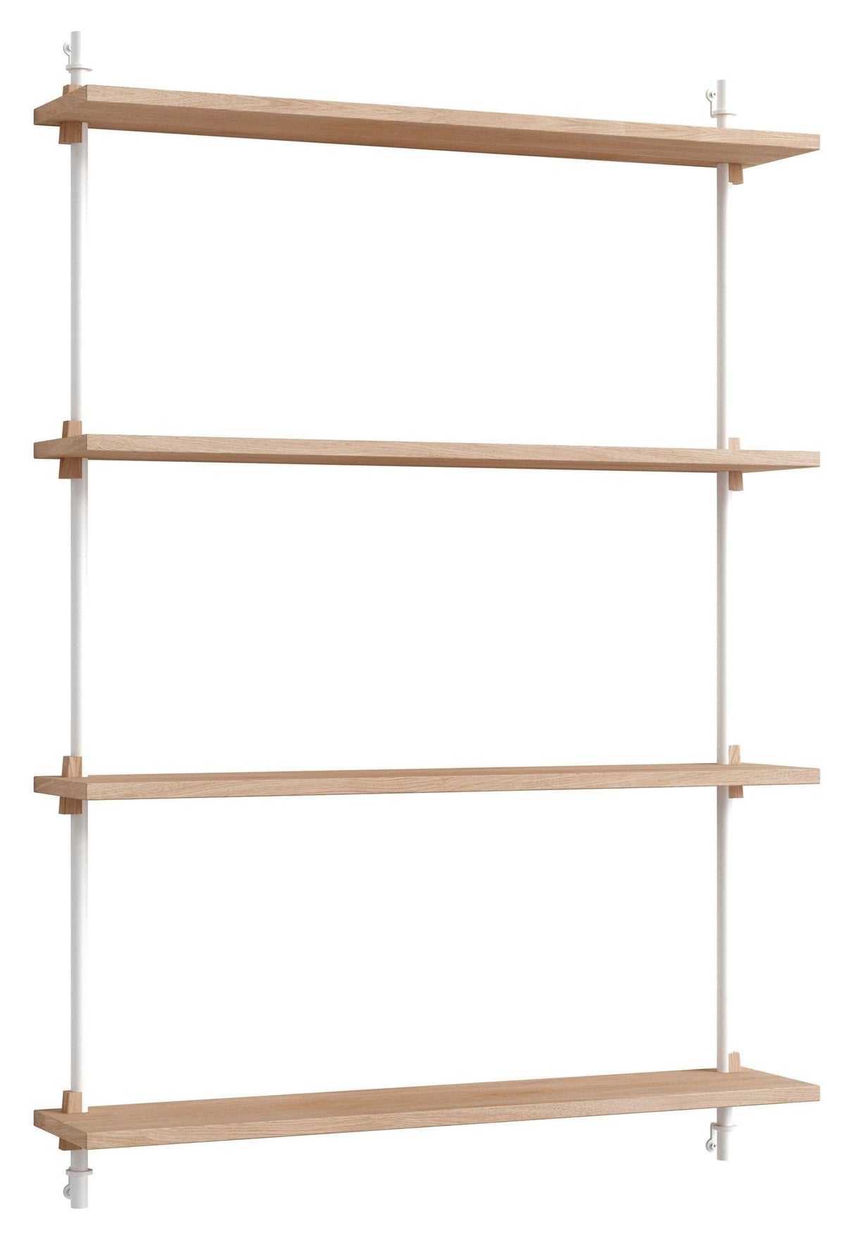 Wall Shelving, 1 fag, 4 hylder, H:115, Eg/Hvid - Unoliving.com