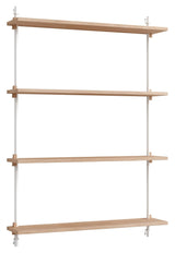 Wall Shelving, 1 fag, 4 hylder, H:115, Eg/Hvid - Unoliving.com