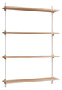 Wall Shelving, 1 fag, 4 hylder, H:115, Eg/Hvid - Unoliving.com