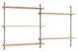 Wall Shelving, 2 fag, 5 hylder, H:85, Eg/Grå - Unoliving.com