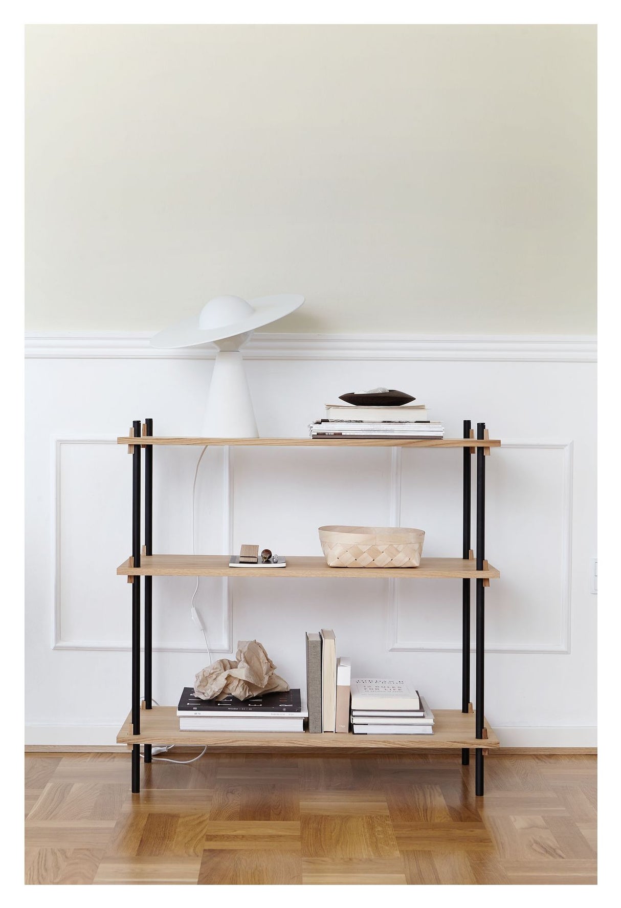 Shelving System, 1 fag, 3 hylder, H:85, Eg/Sort - Unoliving.com