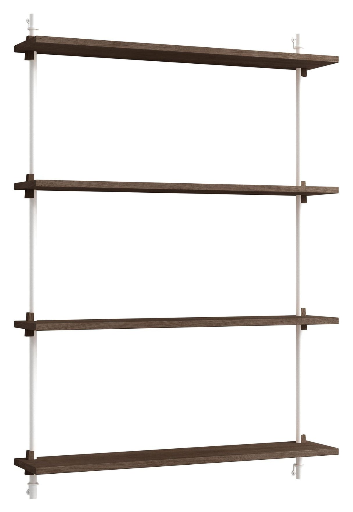 Wall Shelving, 1 fag, 4 hylder, H:115, Røget Eg/Hvid - Unoliving.com