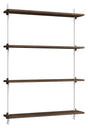 Wall Shelving, 1 fag, 4 hylder, H:115, Røget Eg/Hvid - Unoliving.com