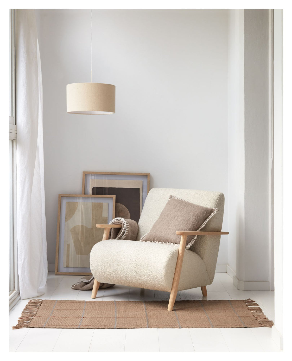 Nazli linen Lampeskærm, Ø50, Beige finish - Unoliving.com