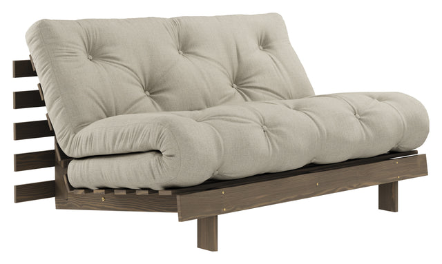 Roots 140 Sovesofa, Brun lakeret fyrretræ, Linen - Unoliving.com