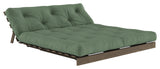 Roots 160 Sovesofa, Brun lakeret fyrretræ, Olive Green - Unoliving.com