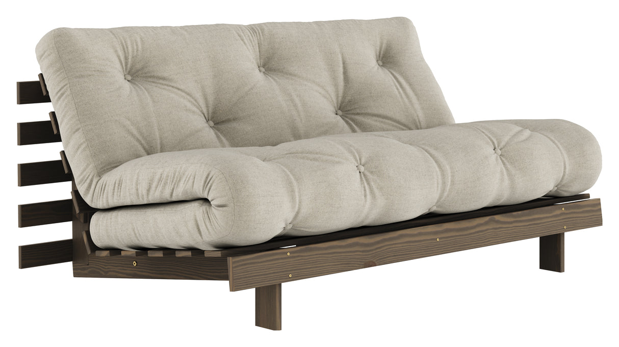 Roots 160 Sovesofa, Brun lakeret fyrretræ, Linen - Unoliving.com