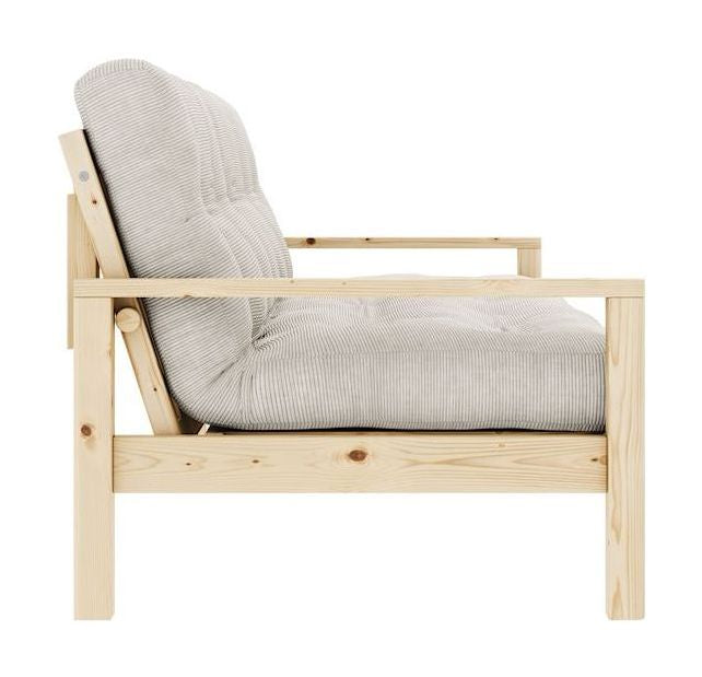 Knob Sovesofa, Lakeret fyrretræ, Ivory fløjl - Unoliving.com