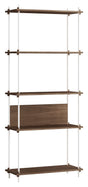 Shelving System, 1 fag, 5 hylder, H:200, Røget Eg/Hvid - Unoliving.com