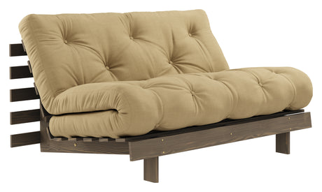 Roots 140 Sovesofa, Brun lakeret fyrretræ, Wheat Beige - Unoliving.com