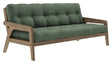 Grab Sovesofa, Brun lakeret fyrretræ, Olive Green - Unoliving.com