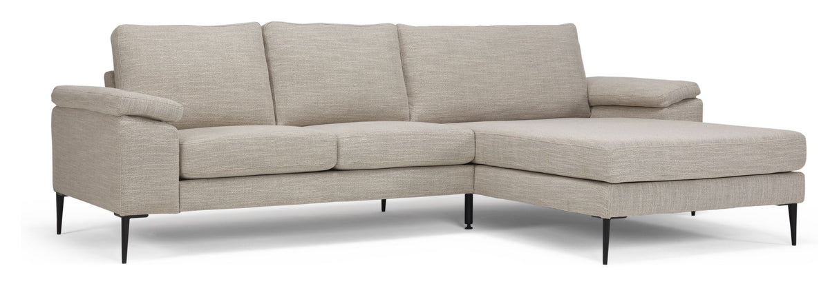 Nabbe 3-pers. Sofa m. chaiselong, højre, Sand stof - Unoliving.com