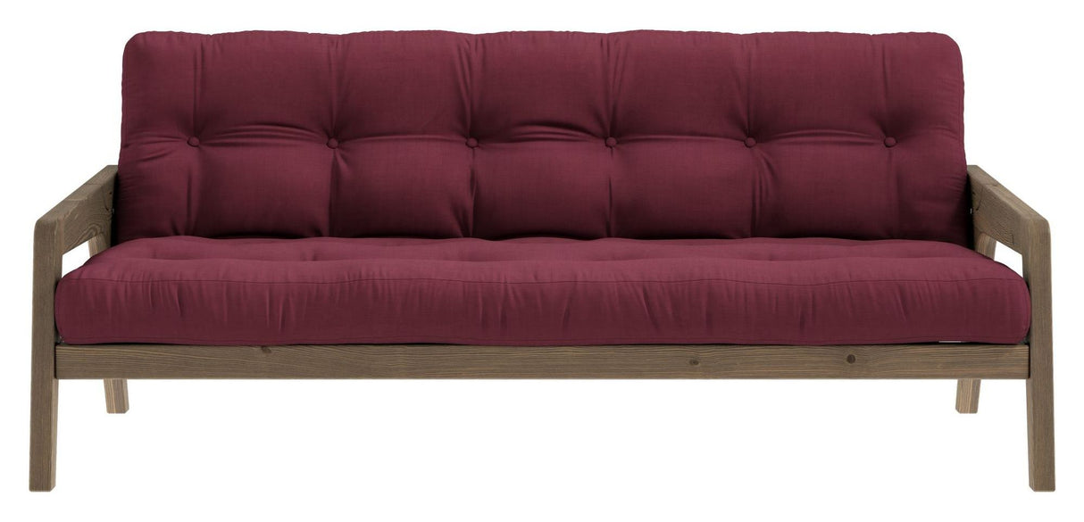 Grab Sovesofa, Brun lakeret fyrretræ, Bordeaux - Unoliving.com