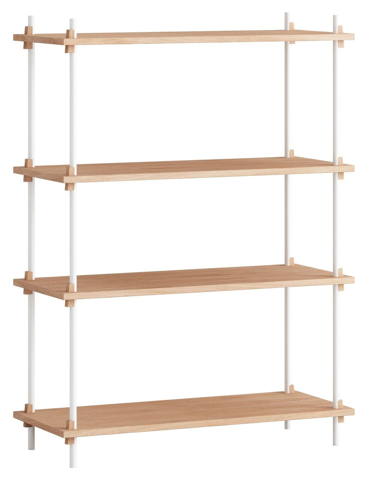 Shelving System, 1 fag, 4 hylder, H:115, Eg/Hvid - Unoliving.com