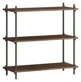 Shelving System, 1 fag, 3 hylder, H:85, Røget Eg/Grøn - Unoliving.com